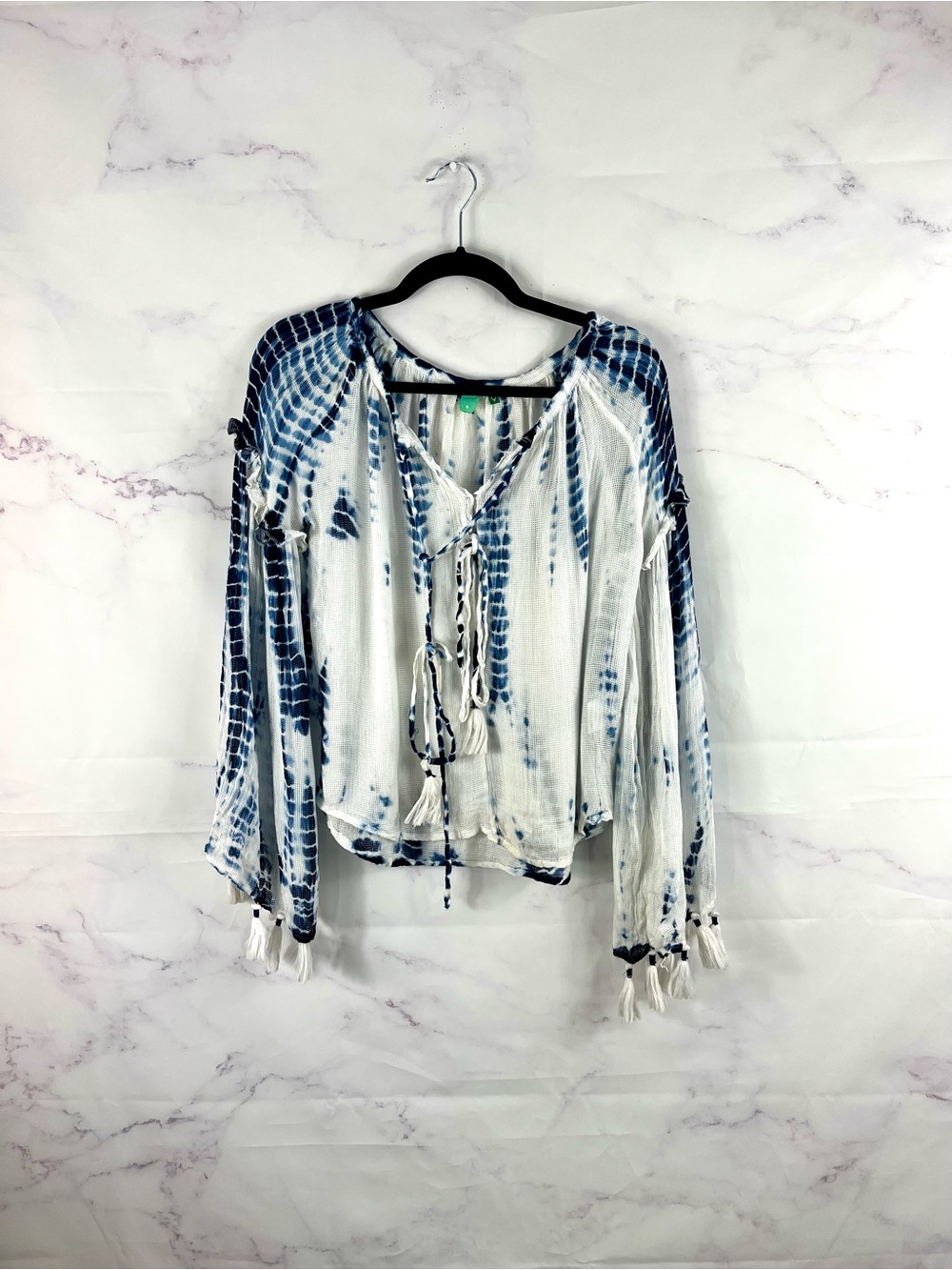 FARM RIO Tie Dye Tassel Top